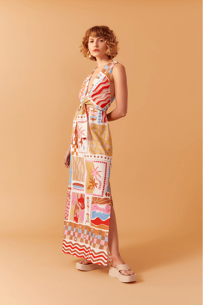 Vestido Cropped Estampa Onda Boa