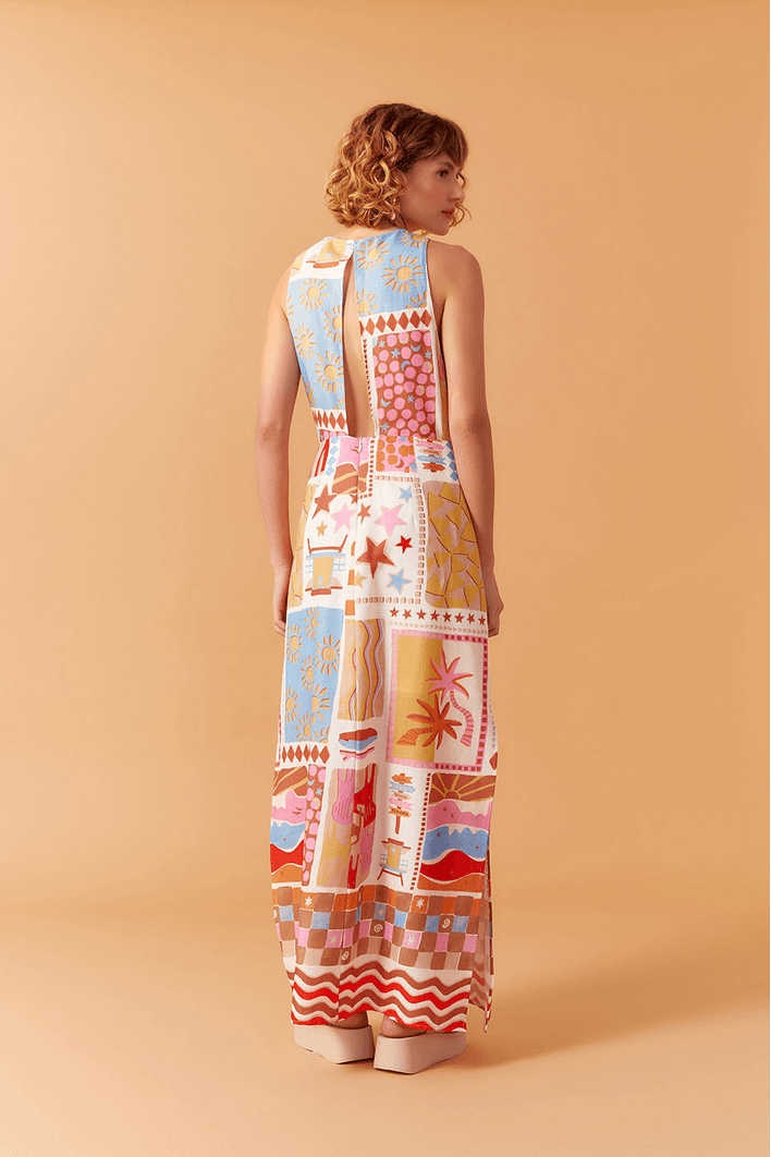 Vestido Cropped Estampa Onda Boa