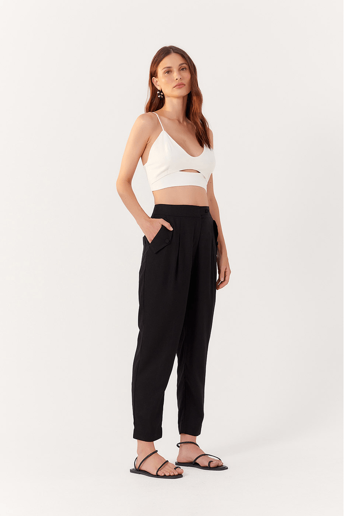 Calça Linho Lapela Bolso Frente