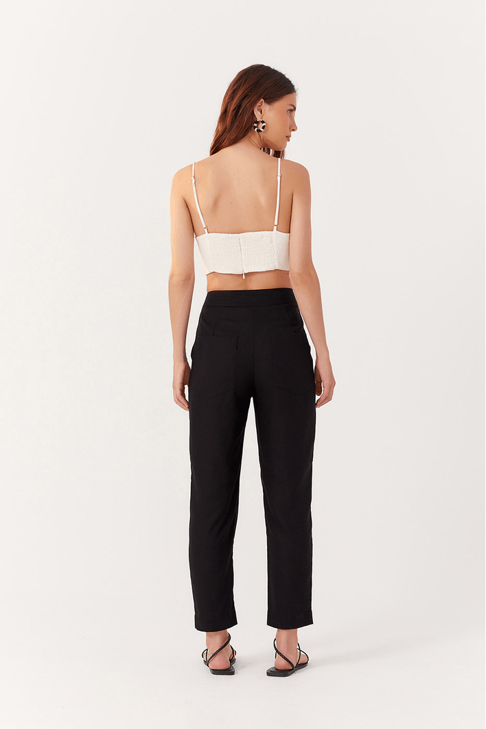 Calça Linho Lapela Bolso Frente