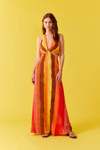 Vestido Longo Nó Cetim Estampa Trópicos