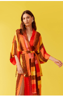 Kimono Cetim Estampa Trópicos