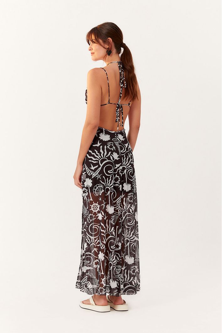 Vestido Cropped Tule Estampa Jangada