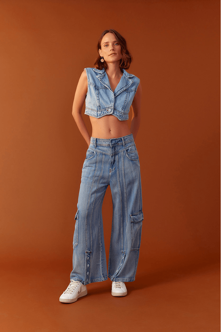 Colete Jeans Recortes