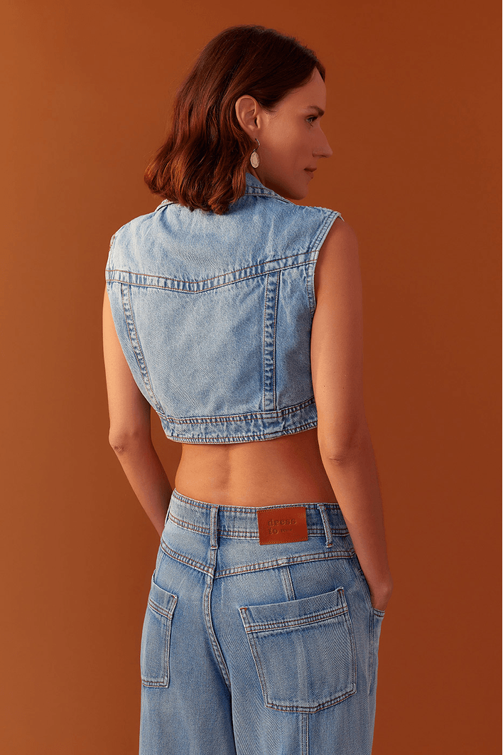 Colete Jeans Recortes