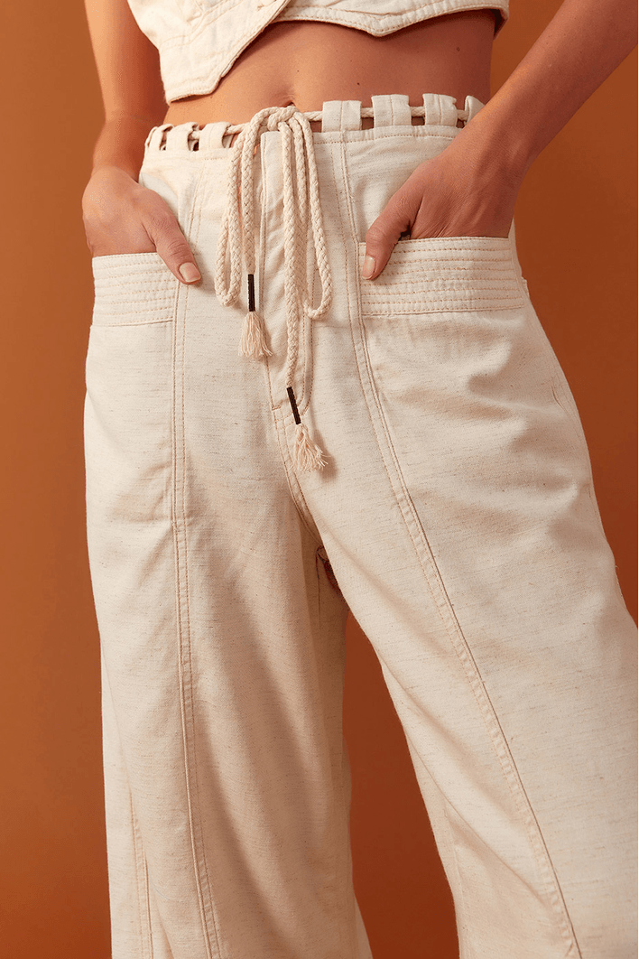 Calça Sarja Linho Cordão