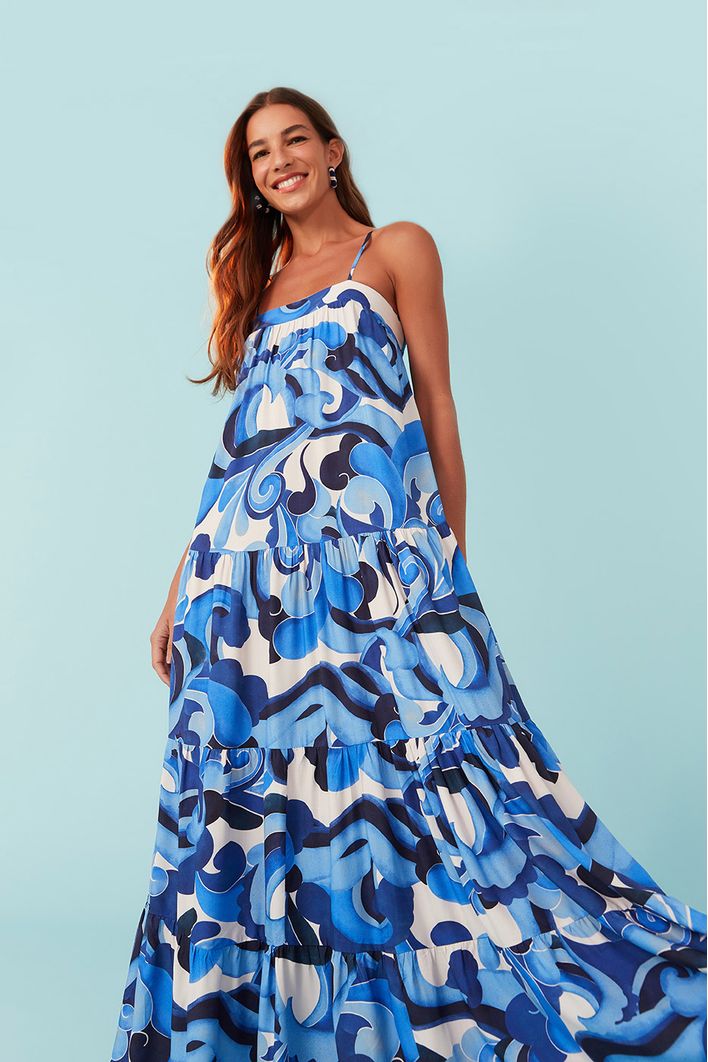 Vestido Longo Estampa Balanço do Mar