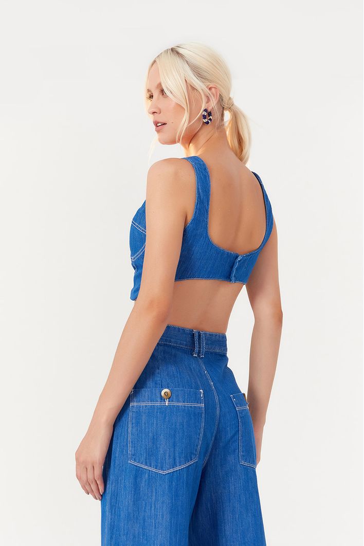Corselet Jeans Blue Pespontos