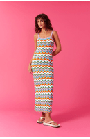 Vestido Cropped Tricot Jacquard Zig Zag