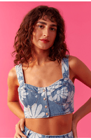 Top Jeans Feito Flor