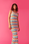 Vestido Cropped Tricot Jacquard Zig Zag