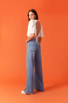 Calça Jeans Reta Botões
