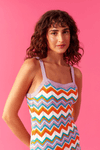 Vestido Cropped Tricot Jacquard Zig Zag