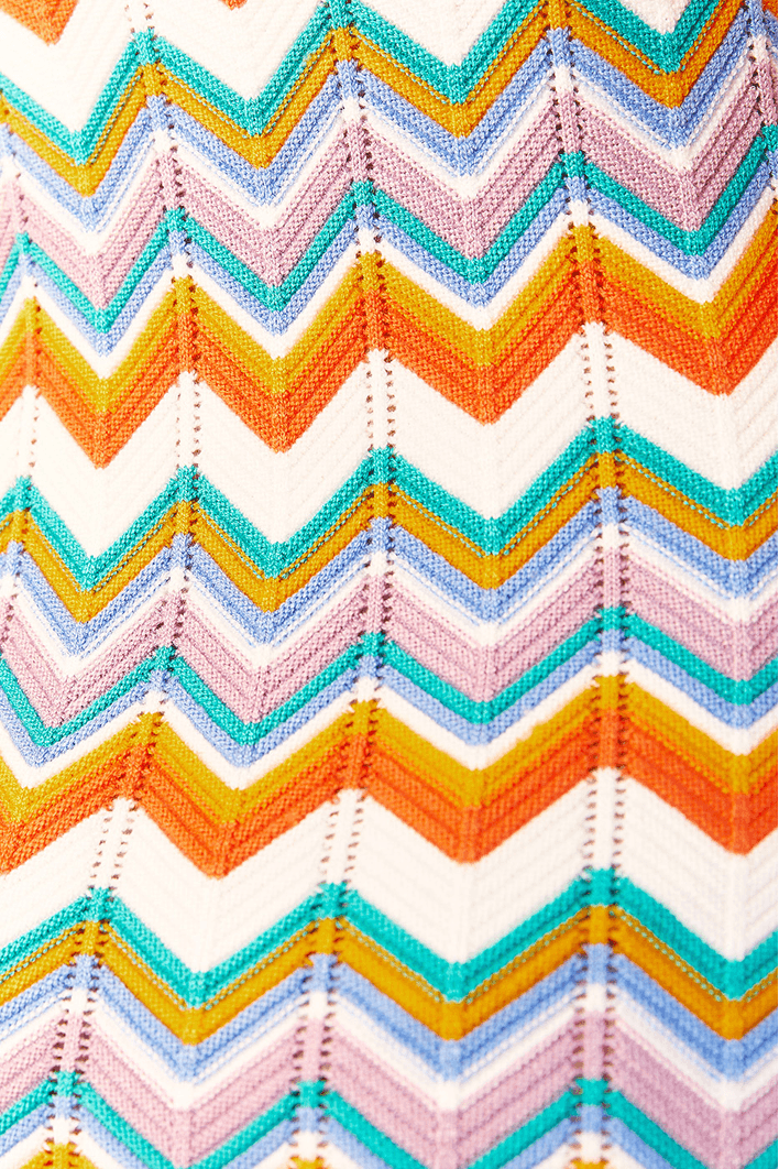 Vestido Cropped Tricot Jacquard Zig Zag
