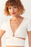 Blusa Tricot Argola Recorte Cintura