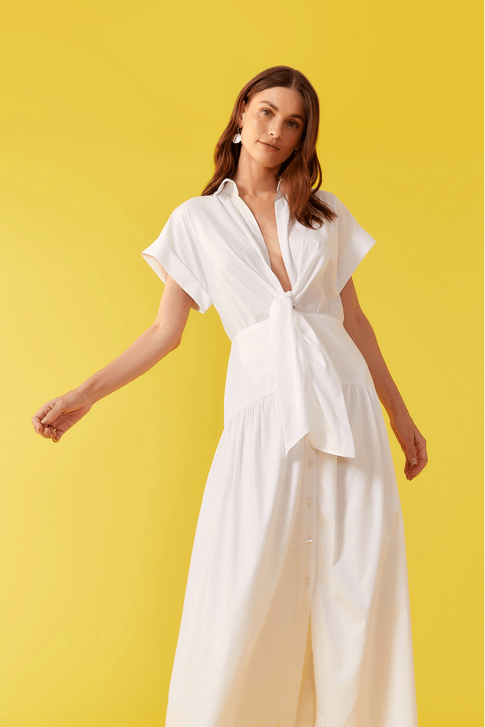 Vestido Cropped Algodão Maria Decote Nó