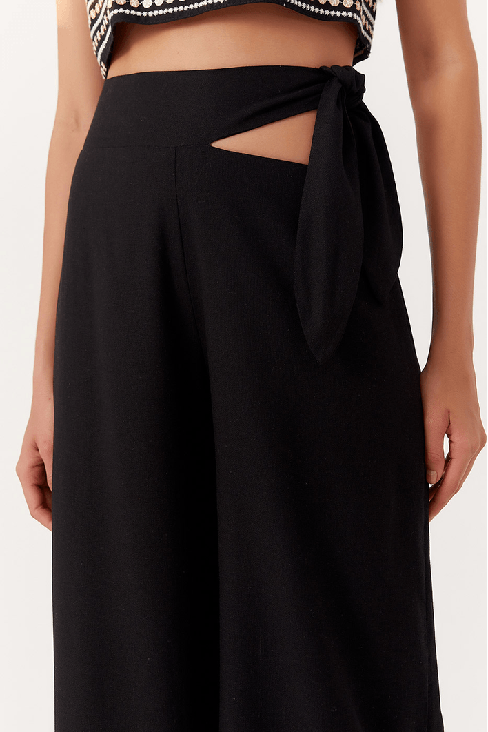 Calça Linho Amarração Lateral Cintura