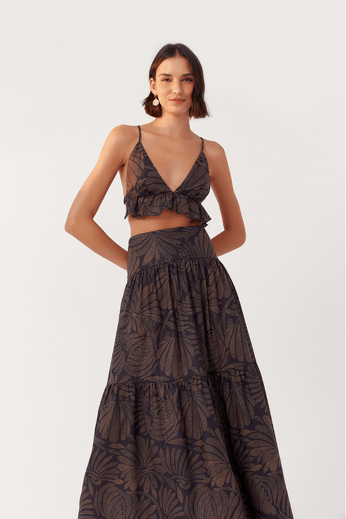Saia Cropped Algodão Estampa Bossa