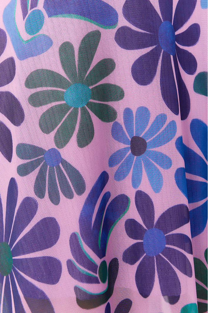 Vestido Cropped Tule Estampa Feito Flor