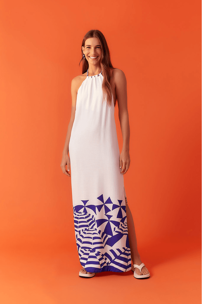 Vestido Cropped Linho Estampa Ombrelone