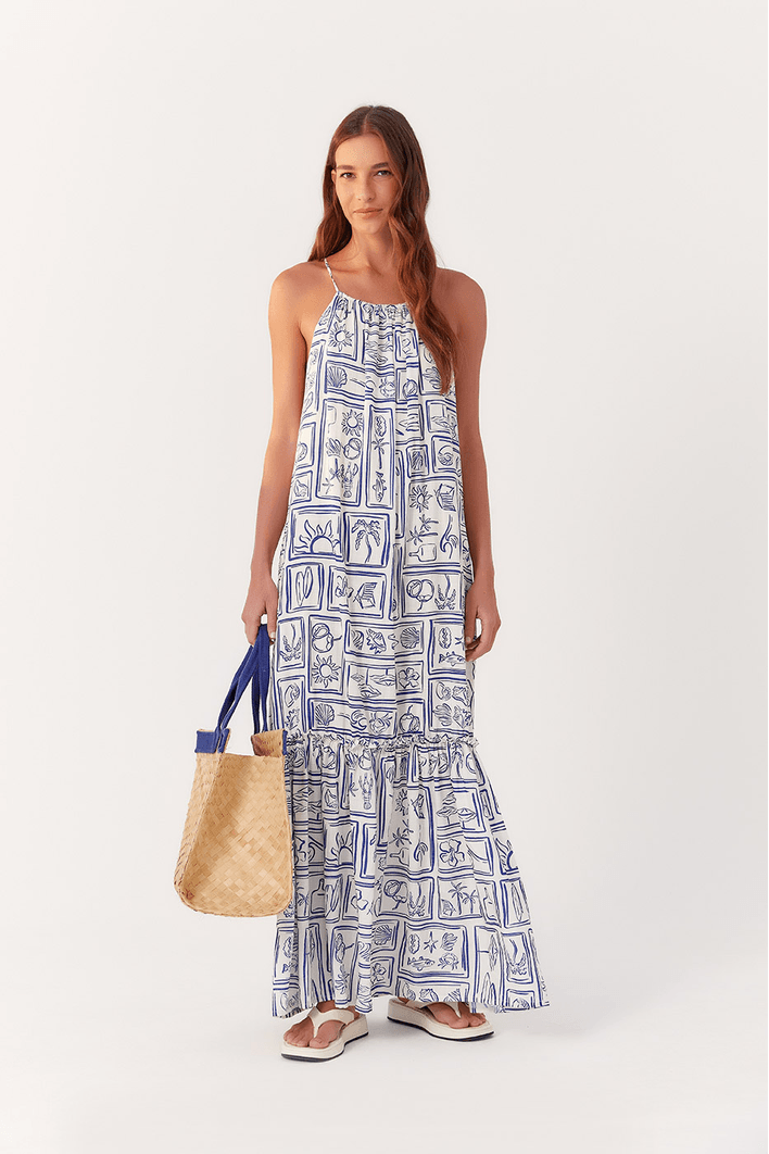 Vestido Amplo Estampa Praiana