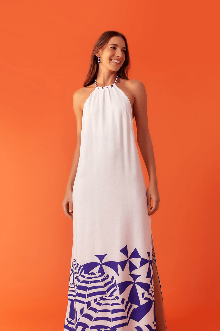 Vestido Cropped Linho Estampa Ombrelone