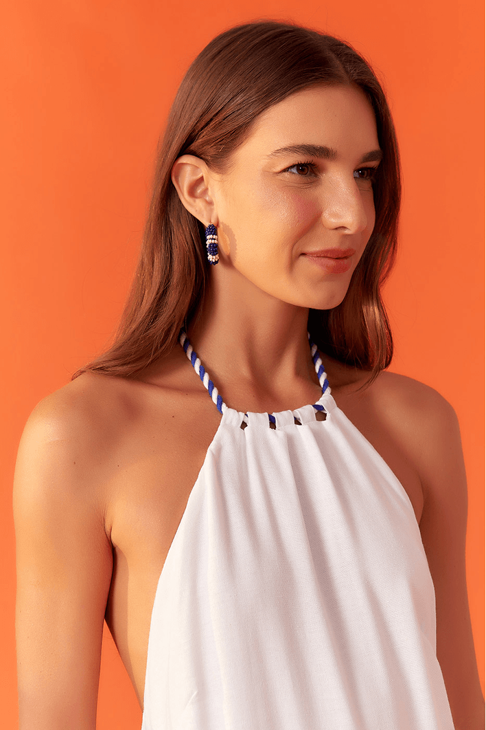 Vestido Cropped Linho Estampa Ombrelone