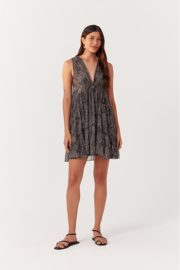Vestido Bata Tule Estampa Búzios