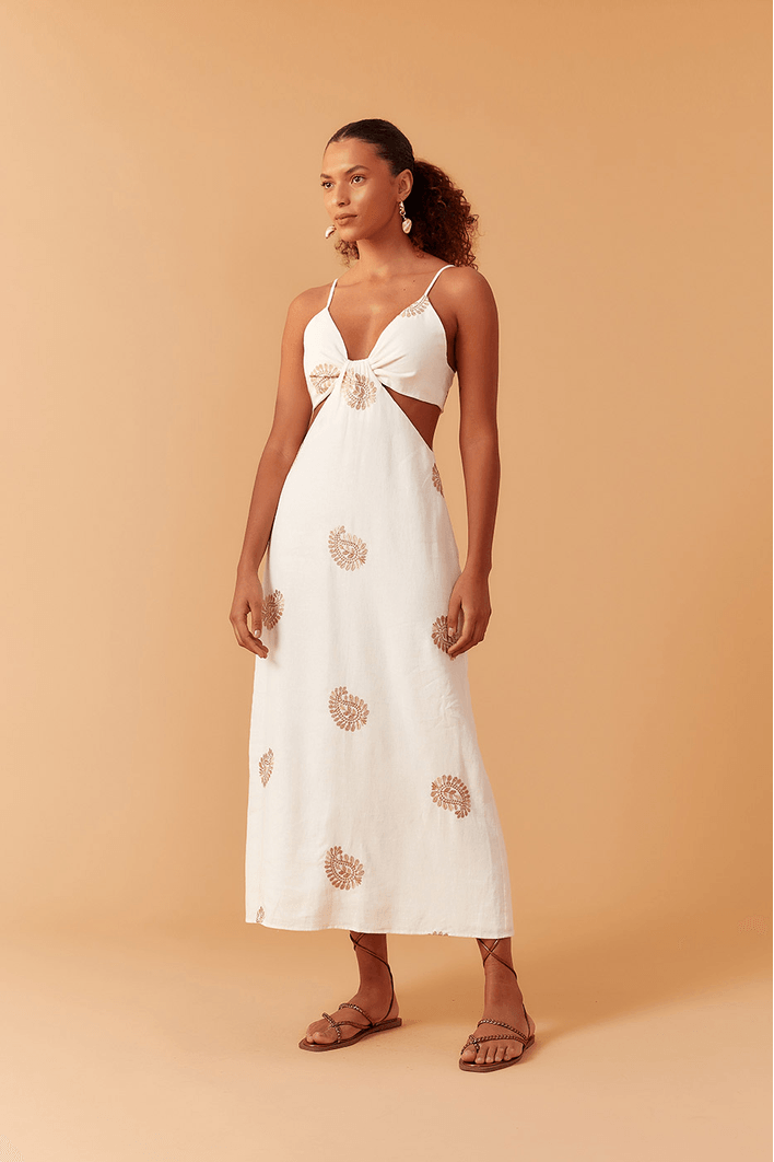 Vestido Cropped Bordado Lateral Vazada