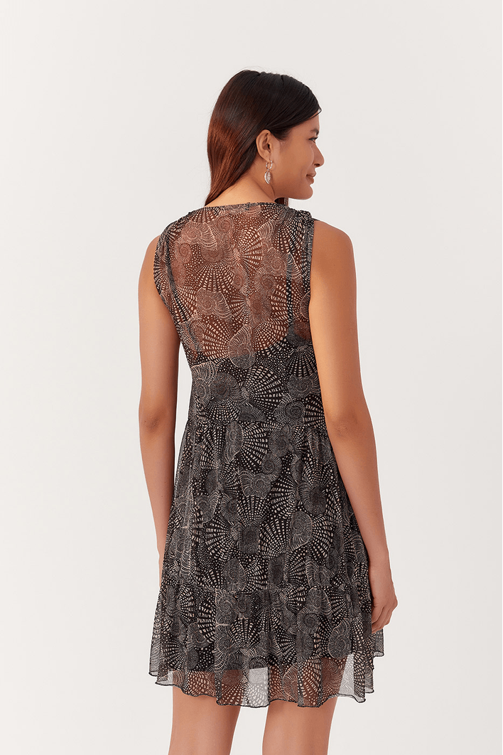 Vestido Bata Tule Estampa Búzios