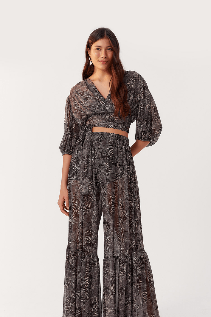 Calça Ampla Estampa Búzios