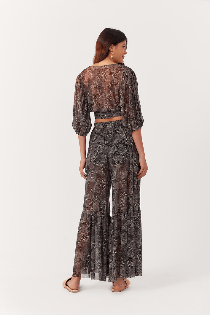 Calça Ampla Estampa Búzios