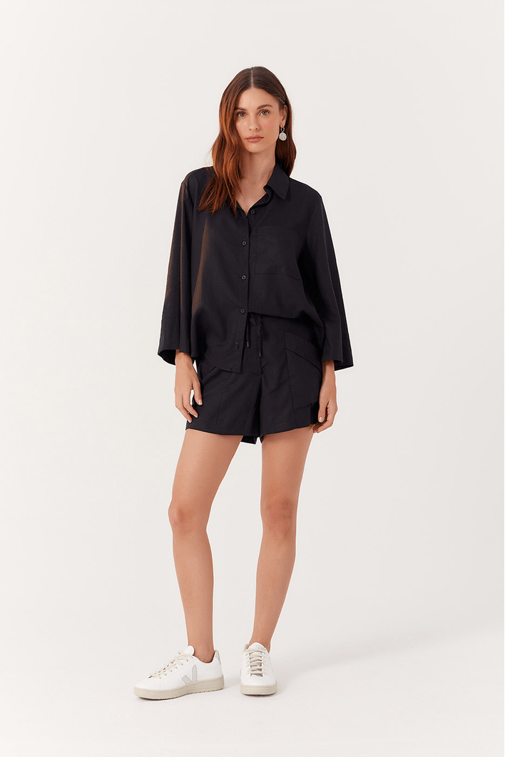 Short Bolsos Cadarço Cintura