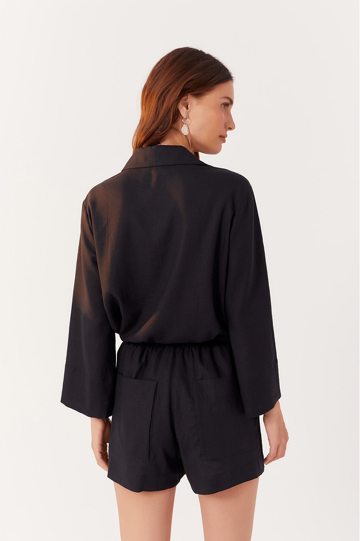 Short Bolsos Cadarço Cintura