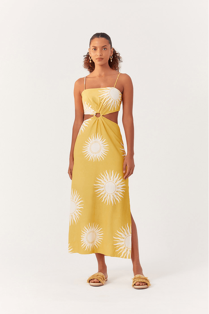 Vestido Cropped Linho Estampa Solare