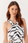 Vestido Cropped Linho Estampa Pontal