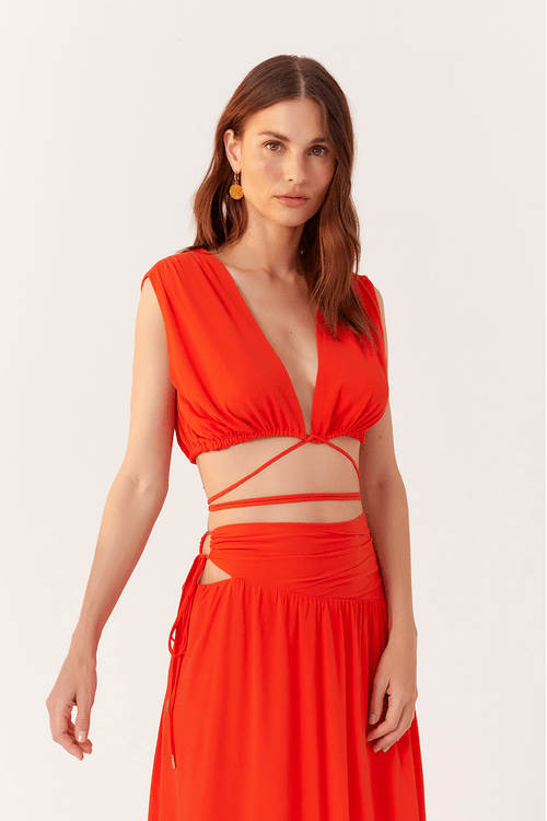Blusa Crepe Franzida Com Amarração