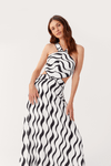Vestido Cropped Linho Estampa Pontal