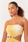 Vestido Cropped Linho Estampa Solare