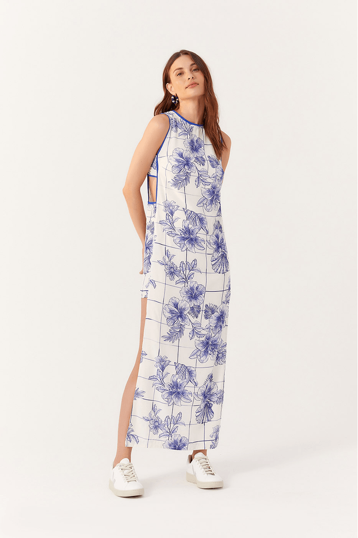 Vestido Cropped Vazado Estampa Enseada