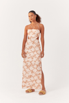 Vestido Longo Linho Estampa Coqueiral