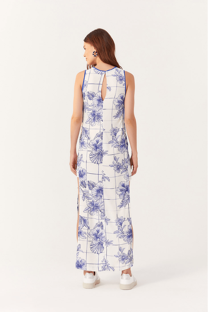 Vestido Cropped Vazado Estampa Enseada