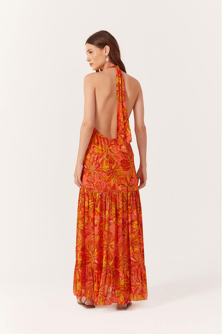 Vestido Longo Lurex Estampa Frescor