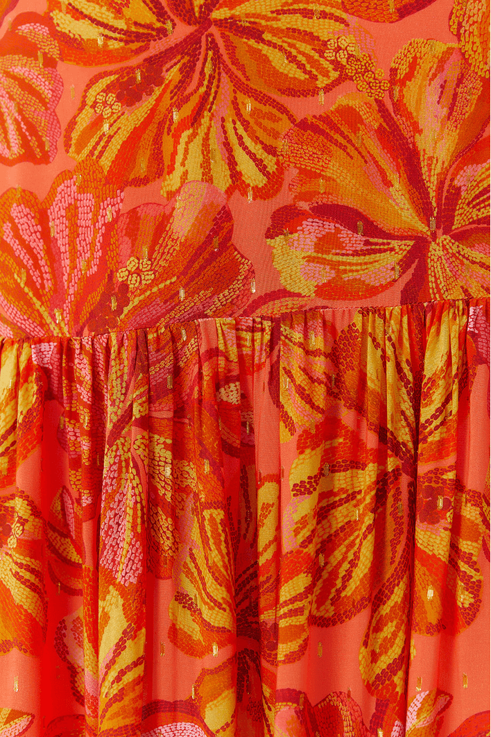 Vestido Longo Lurex Estampa Frescor