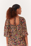 Blusa Manga 3/4 Lurex Estampa Água Doce