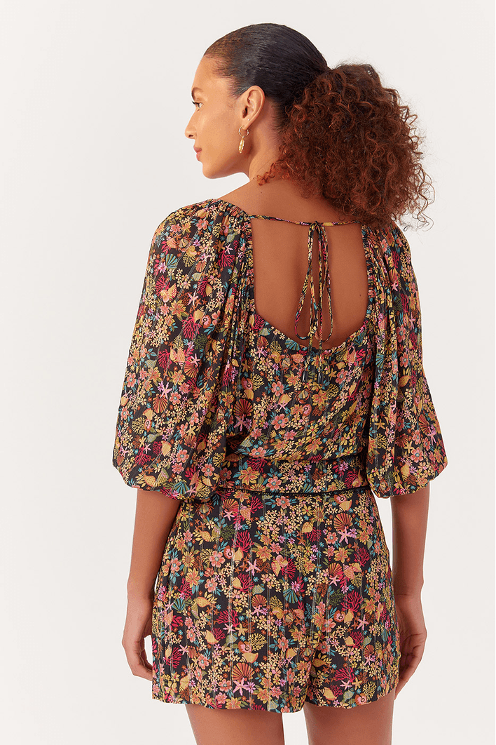 Short Lurex Estampa Água Doce