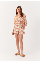 Short Amplo Linho Estampa Coqueiral