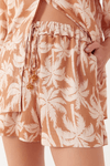 Short Amplo Linho Estampa Coqueiral