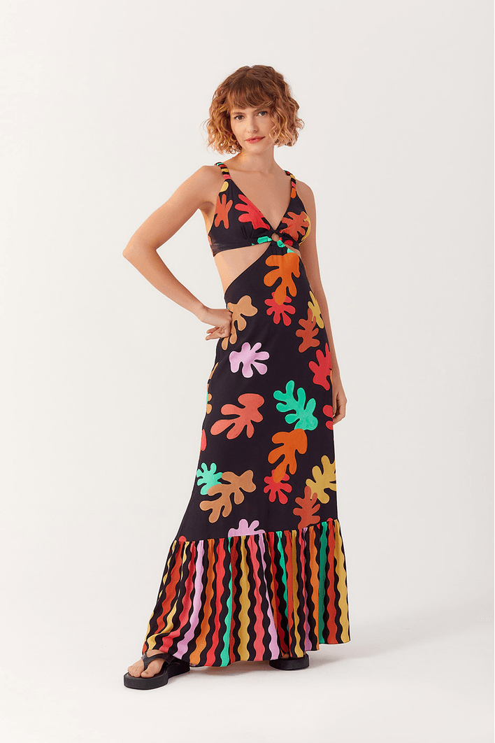 Vestido Cropped Estampa Algas