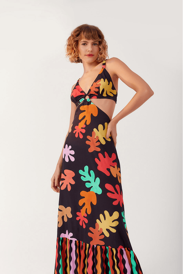 Vestido Cropped Estampa Algas